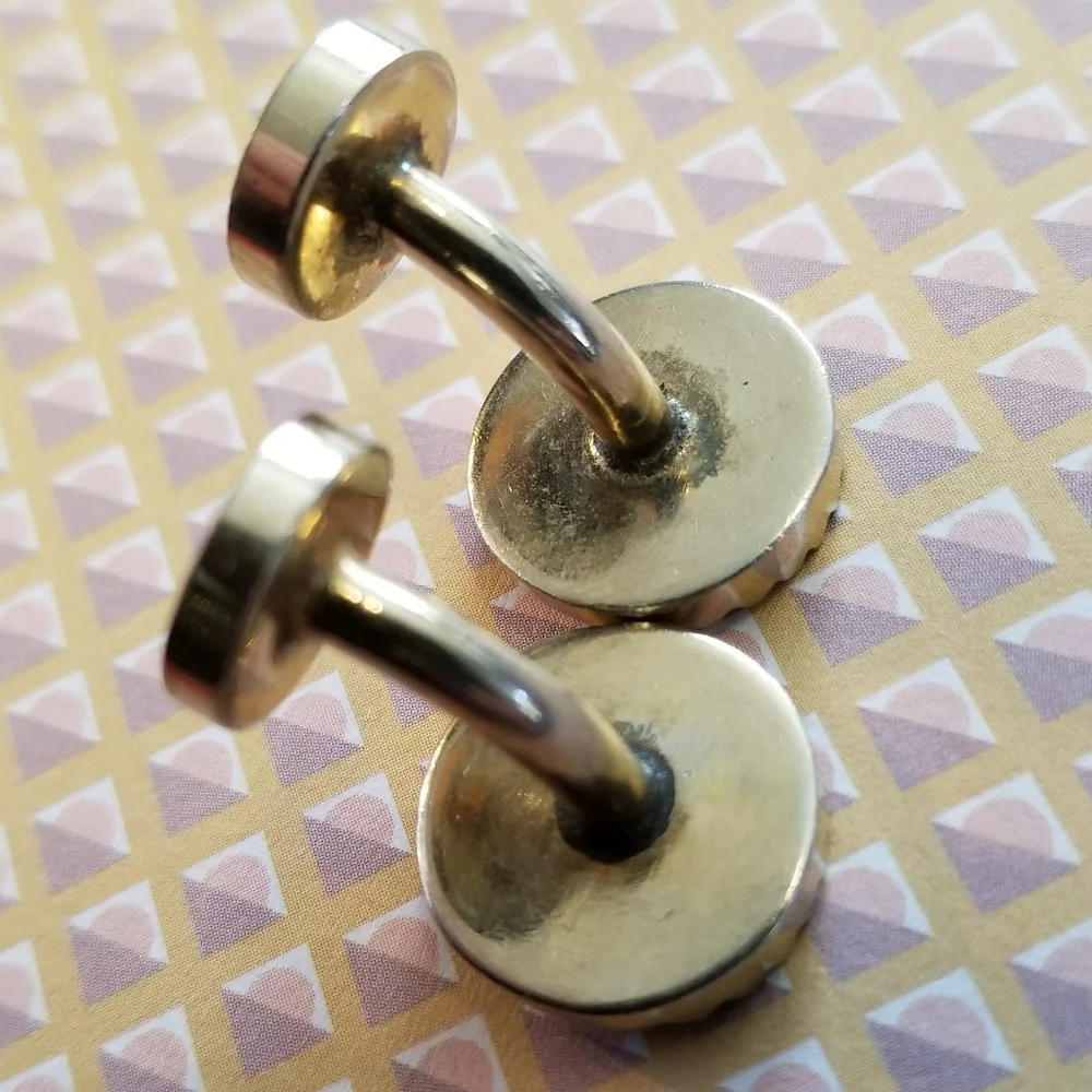 Vintage cuff links concave wavy ridged gold tone